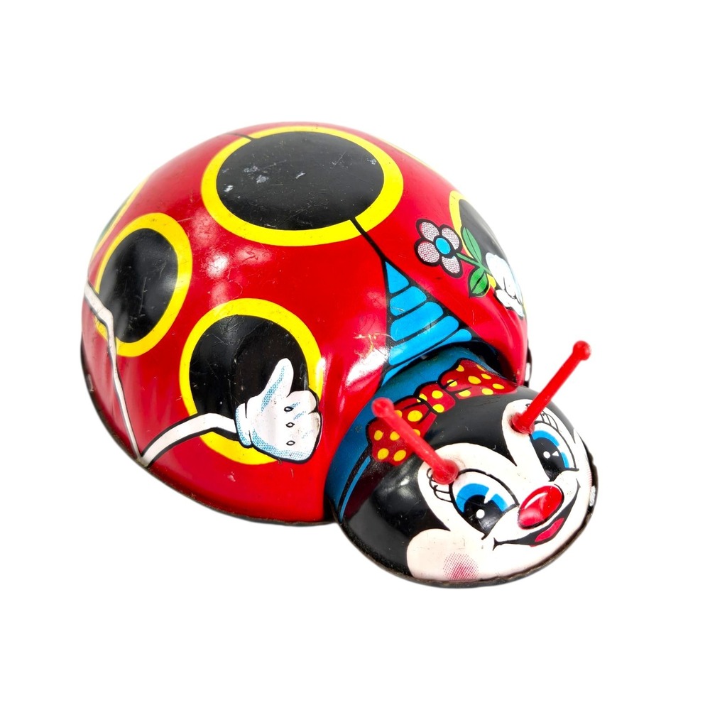 Vintage 50's Tin Toy Lady Bug‎ 4" KKS Japan Kamoda Mobile Wheels Read